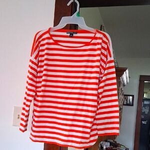 American Living Orange and White Striped Blouse
